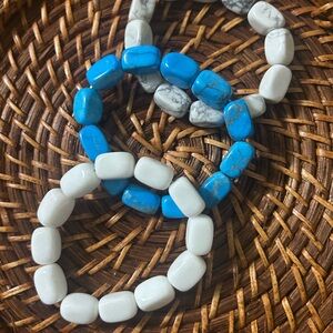 ⭐️$5 when bundled! ⭐️ 3 Turquoise Blue And White Howlite Bracelets jewelry